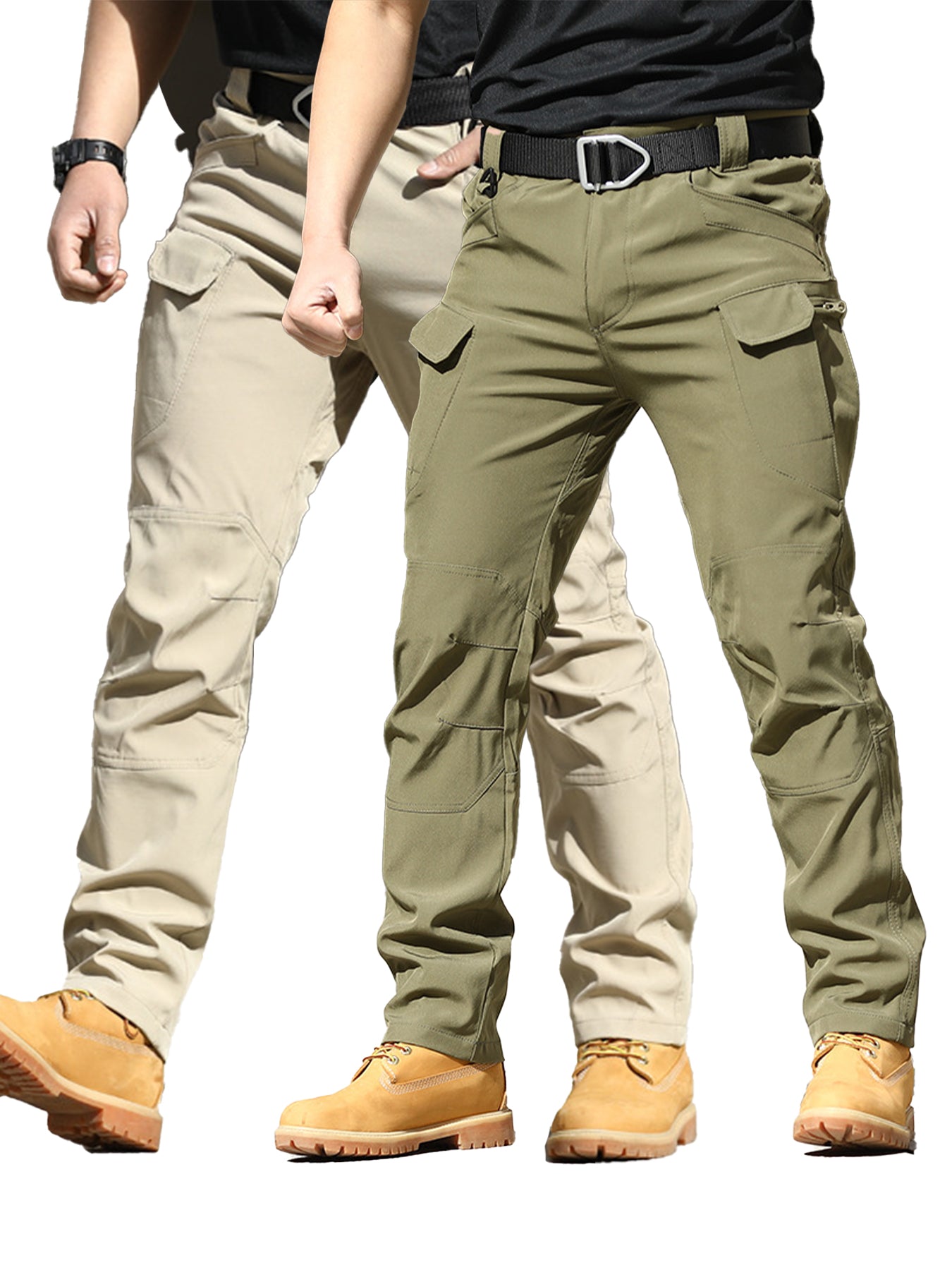 2/4 Pairs Men's Stretchy Cargo Pants - Comfortable Straight Leg Casual Pants, Multi Pockets