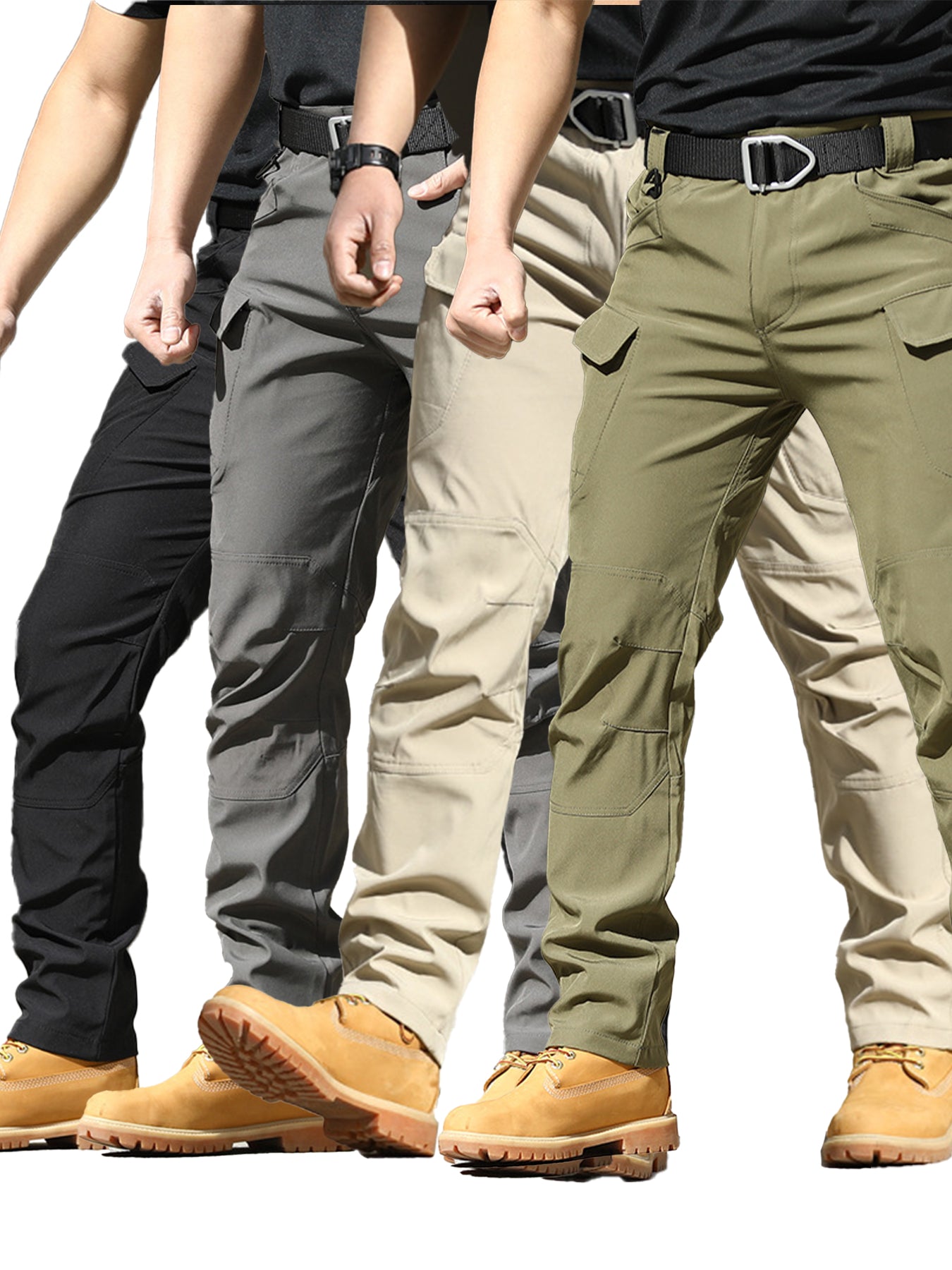 PAHAJIM 2-Pack Men's Wrinkle-Resistant Cargo Pants - Slim Fit Tapered Utility Pants for Casual Work & Commute - men's tactical cargo pants with multi-pocket work and outdoor utility
